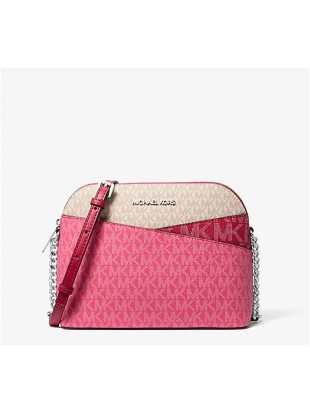 New Michael Kors Jet Set Travel Medium Dome Crossbody Dark Raspberry Multi